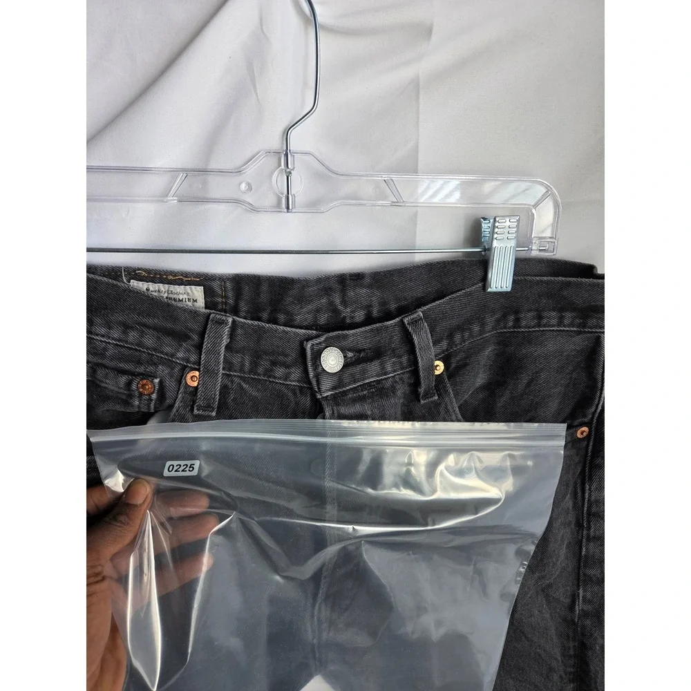 Levis 501 Straight Leg Jeans Mens  Washed Black Denim Button Fly
